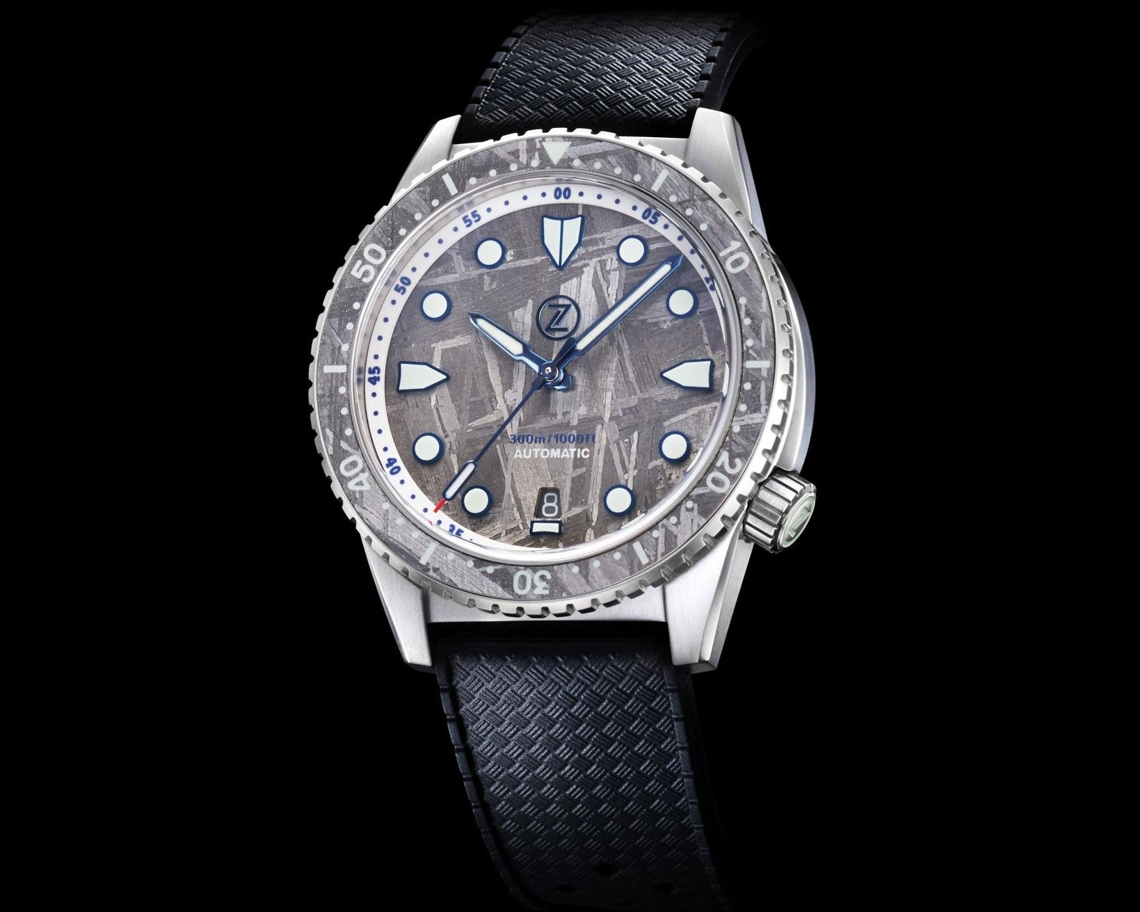 Zelos Mako V3 300 m Rubber Horween Leather, Meteorite Dial
