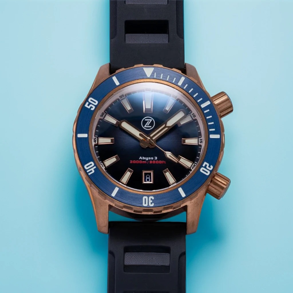 Zelos Abyss 2 3000 m 3000 m, Black Dial, Bronze, 43 mm
