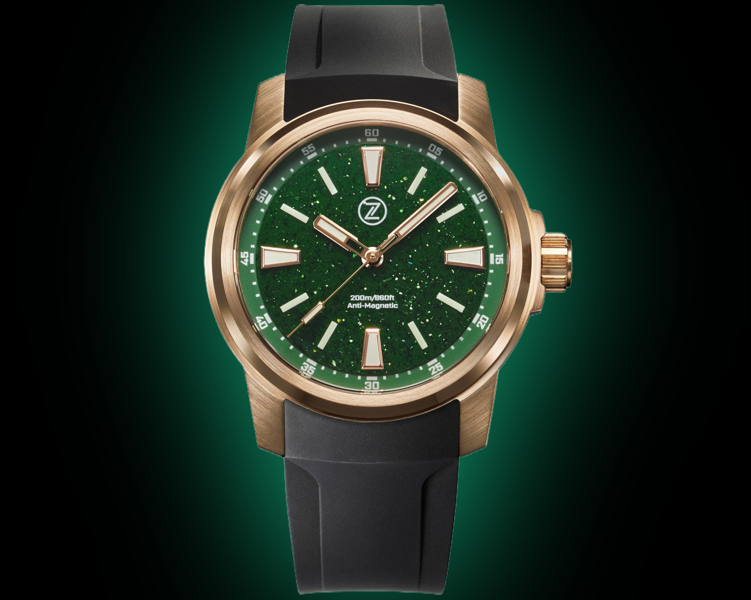 Zelos Aurora Field 38 mm Diver Br Launch Special, Fumé Teal