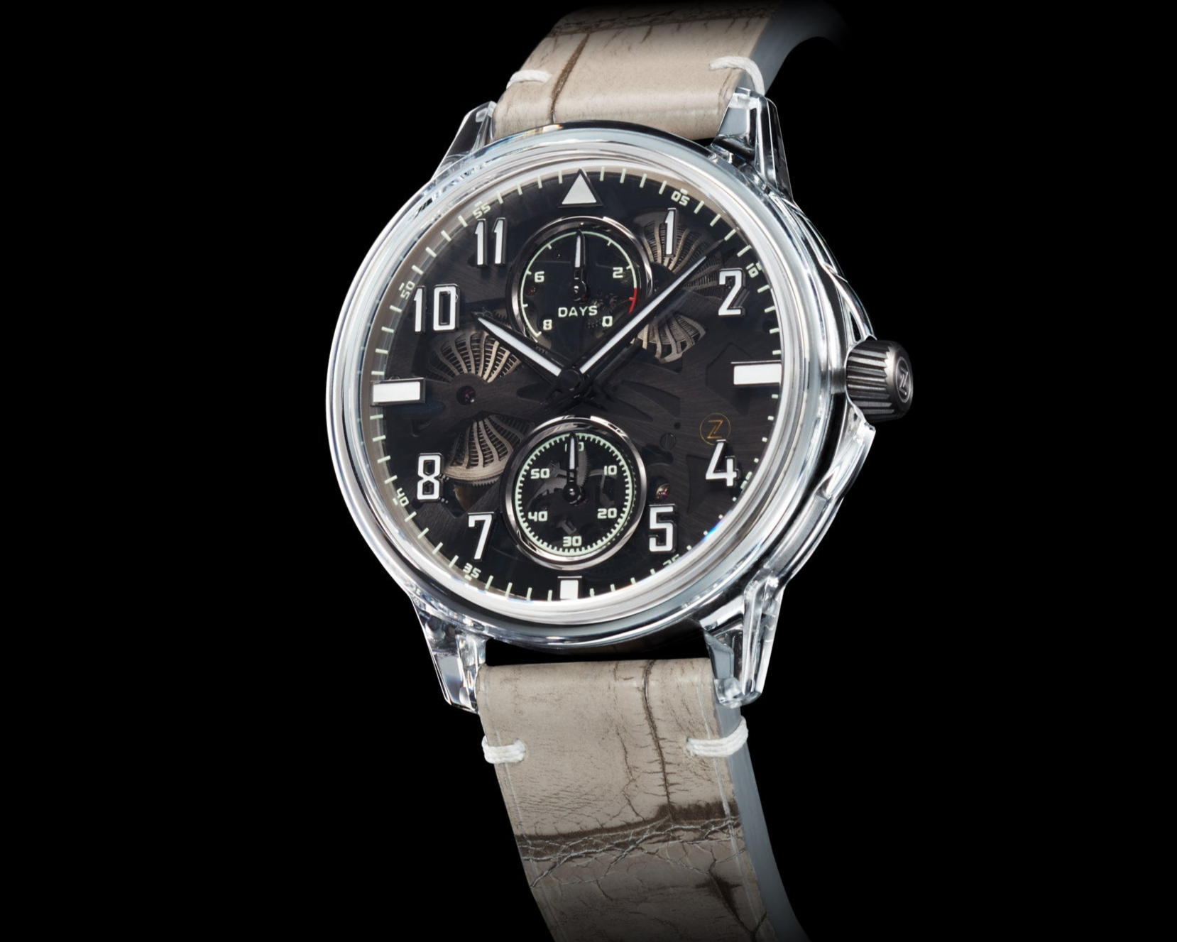 FM-7 ミラージュ Zelos Mirage 8 Days Manual, Tinted Grey Dial, Tantalum, 42 mm