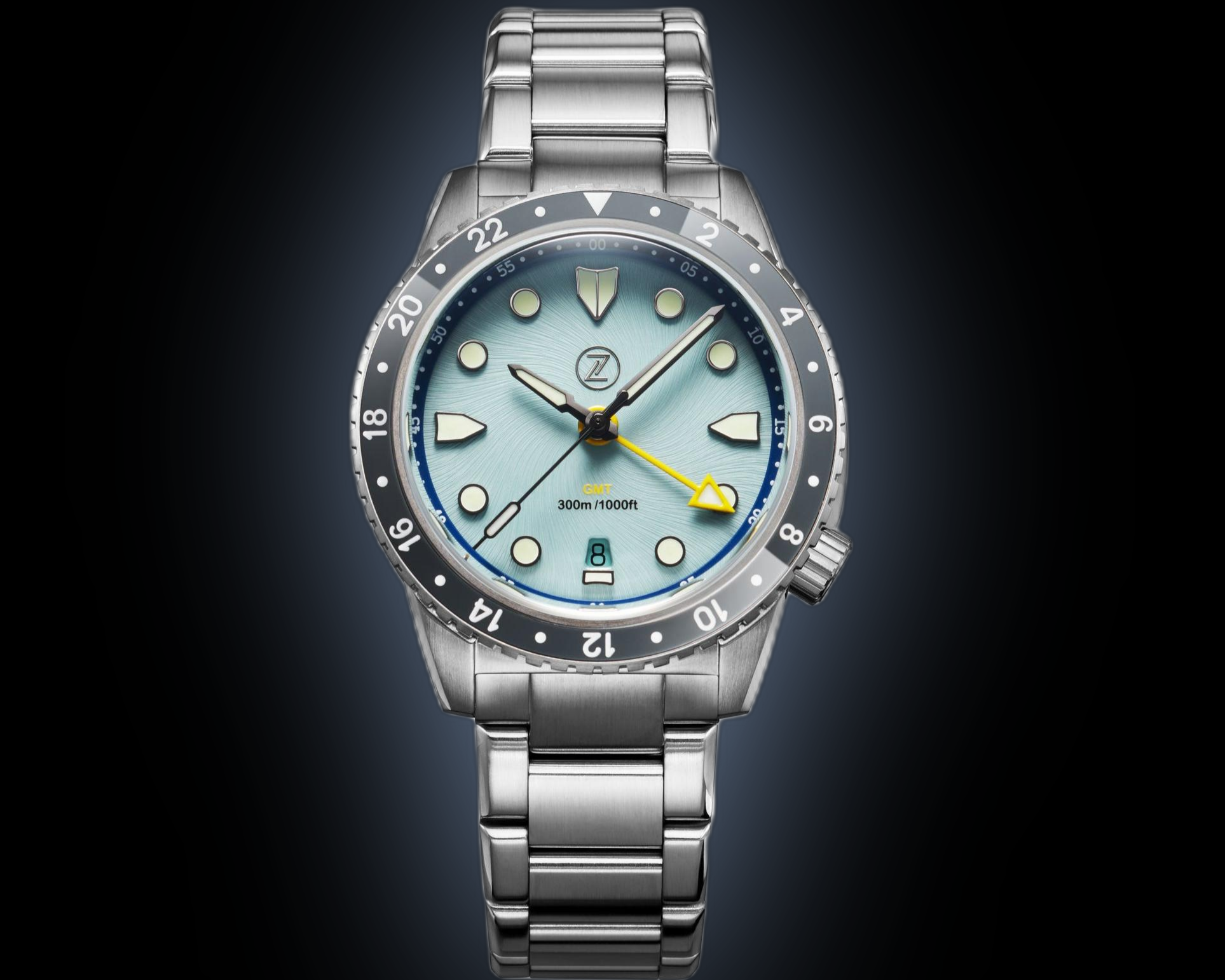 Zelos Mako 300 m GMT, Sky Blue Dial, Stainless Steel, 40 mm