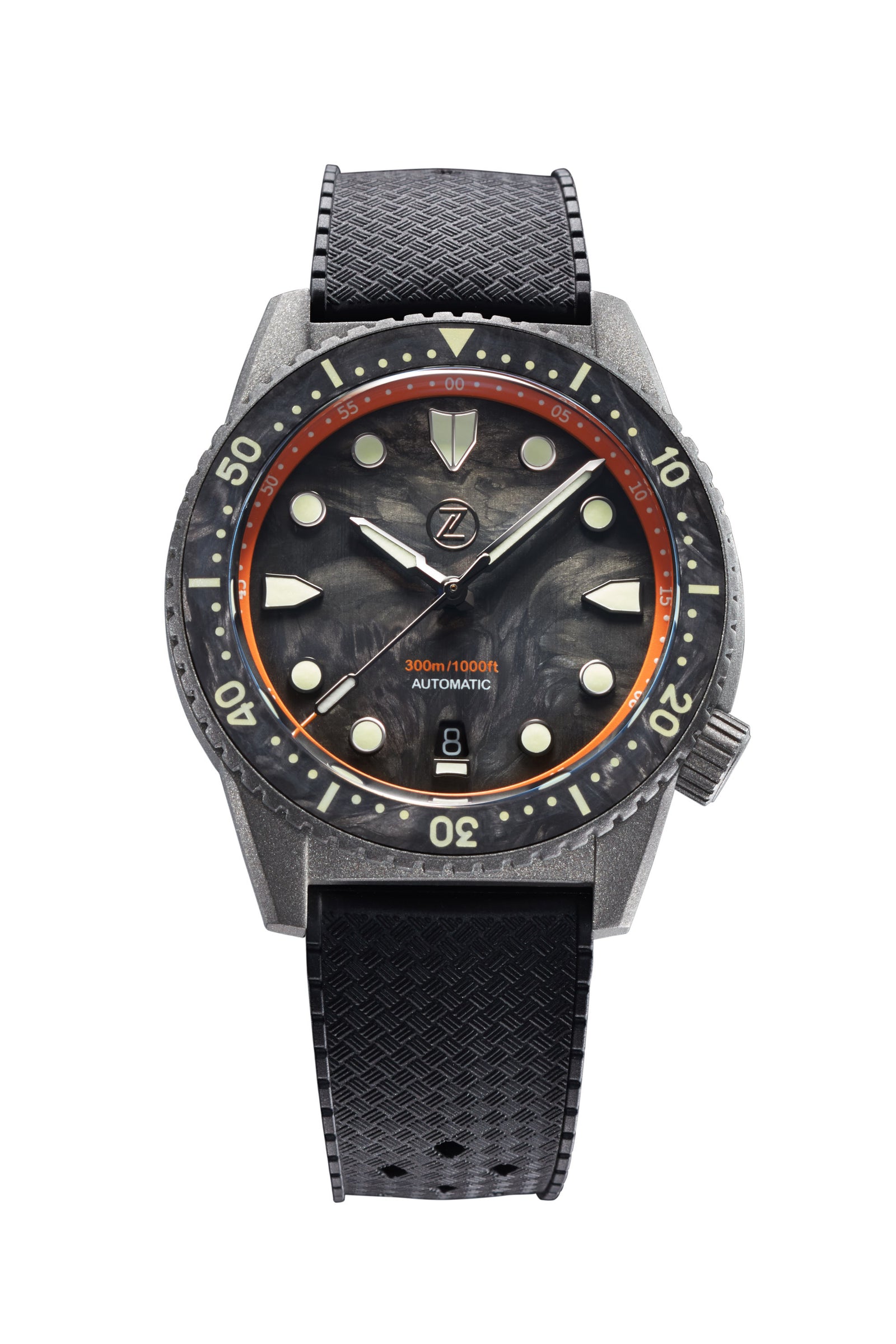 Zelos Mako 300 m Diver, Cerakote Carbon Dial, Stainless Steel, 40 mm