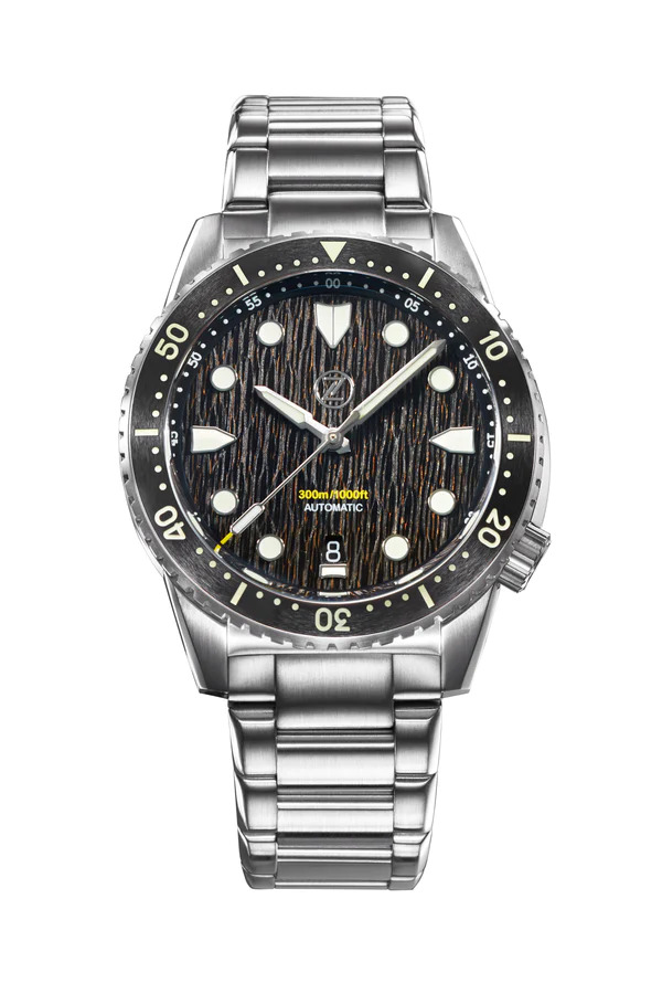Zelos Mako 300 m Diver, Raindrop Gold Carbon Dial, Stainless