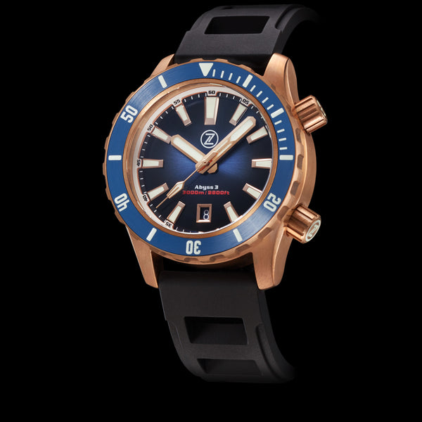 アビス様③ Zelos Abyss 3 3000 m Turbine, Blue Dial, Ceramic Bronze, 43 mm