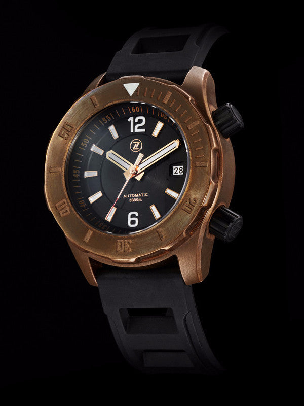 Zelos Abyss 3000 m 3000 m, Black Dial, Bronze, 43 mm
