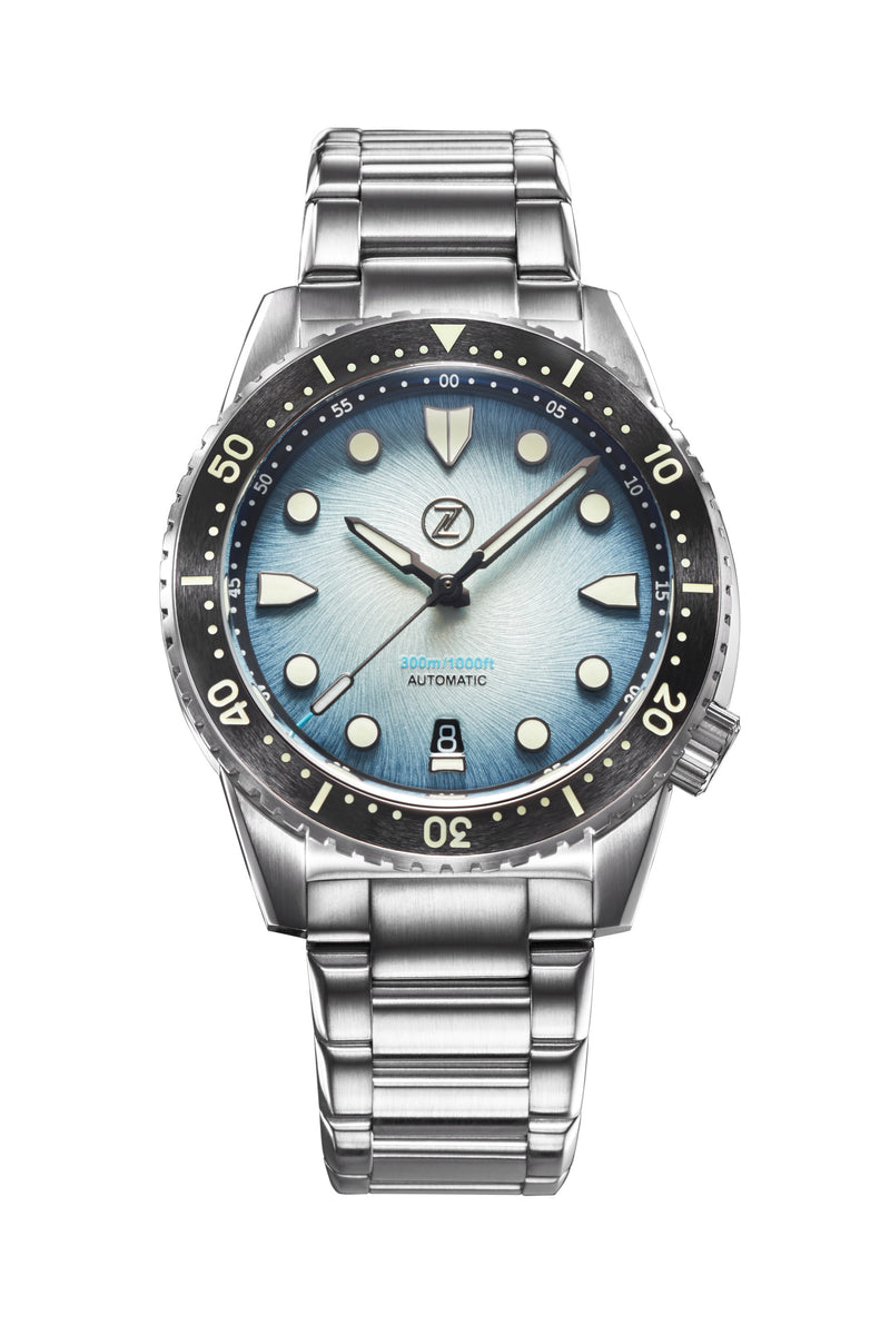 sky mako Zelos Mako 300 m GMT, Sky Blue Dial, Stainless Steel, 40 mm