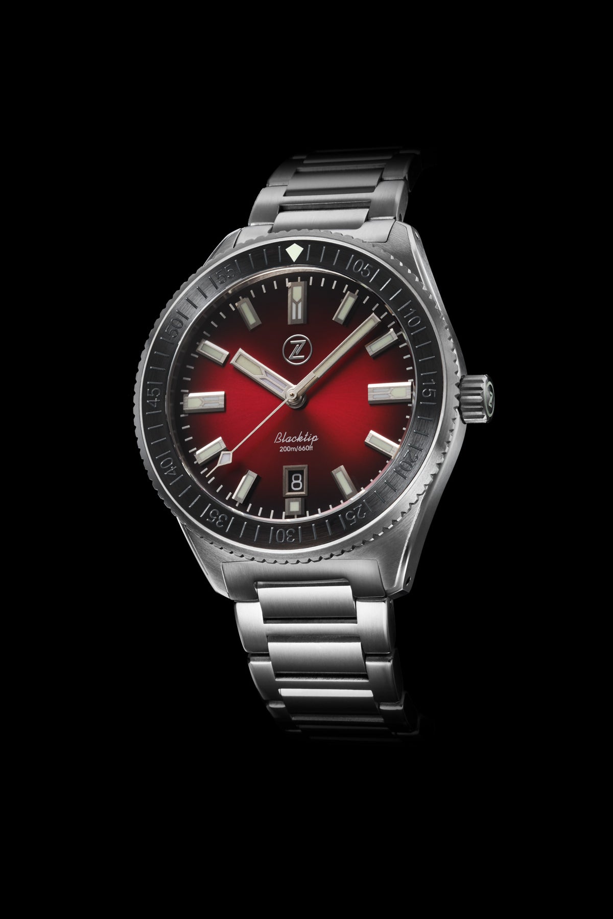 Zelos Blacktip 200 m Diver, Ceramic, Sapphire, 200 m, Crimson Red