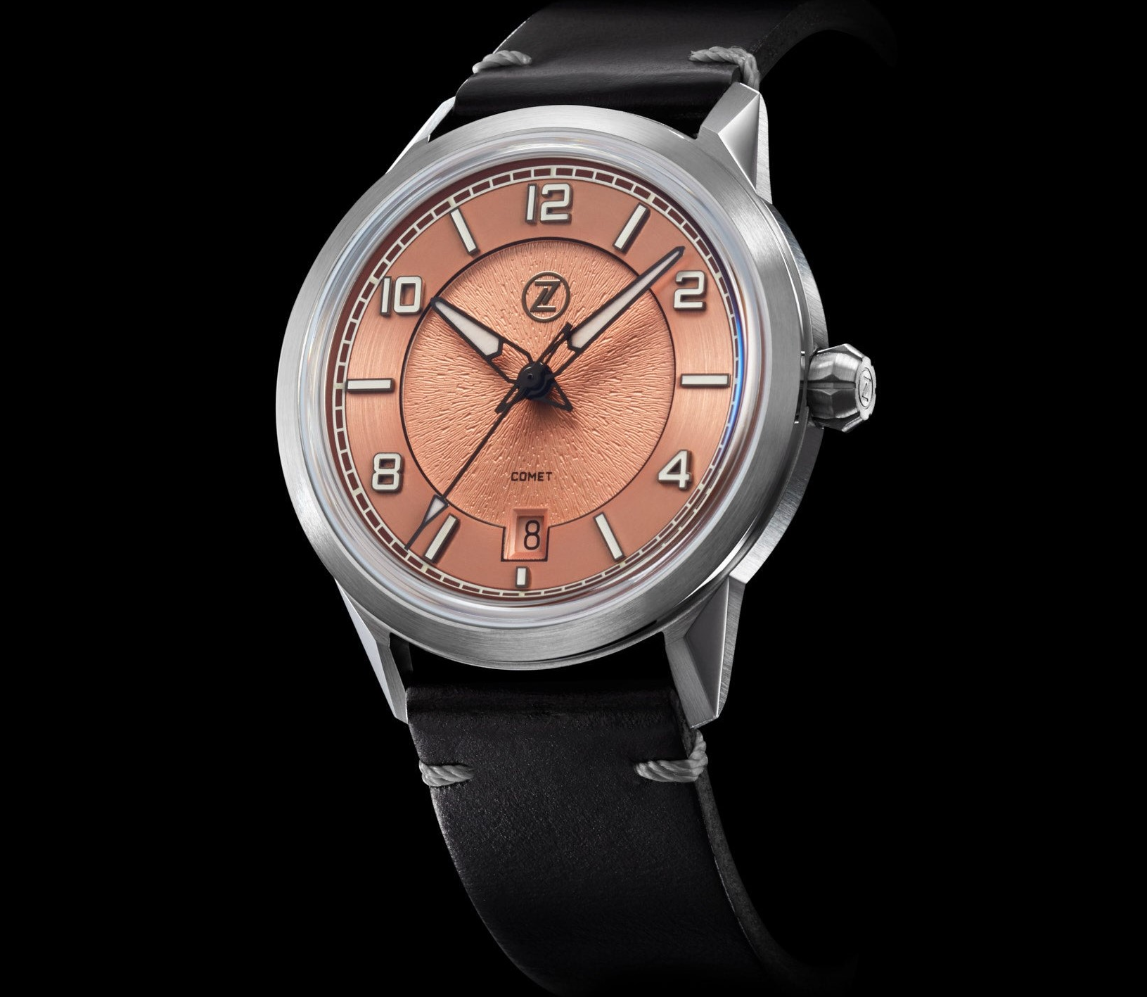 Zelos Comet 39 mm Diver Manual, Salmon Dial, Stainless Steel, 39 mm