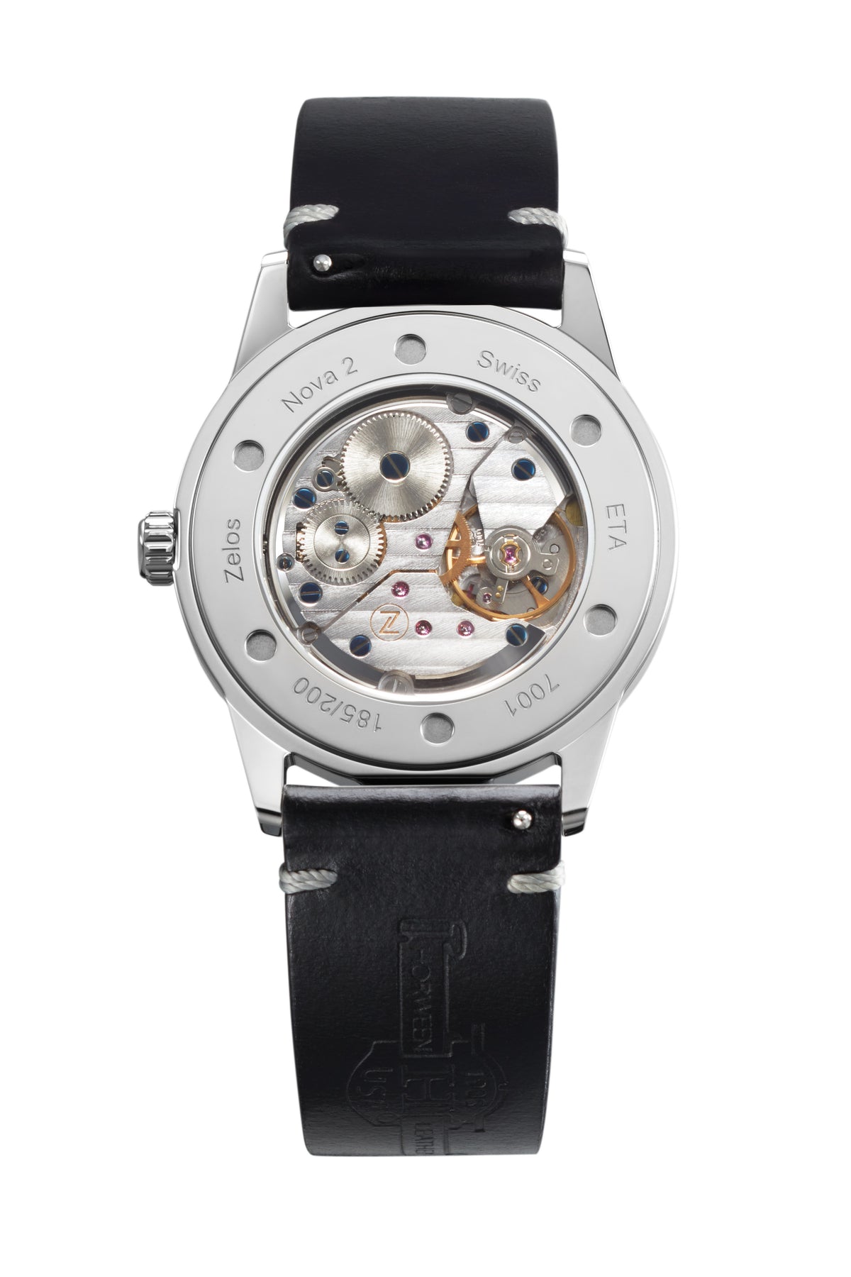 Zelos Nova 37 mm Diver Black Horween Leather, Mosaic Mother of