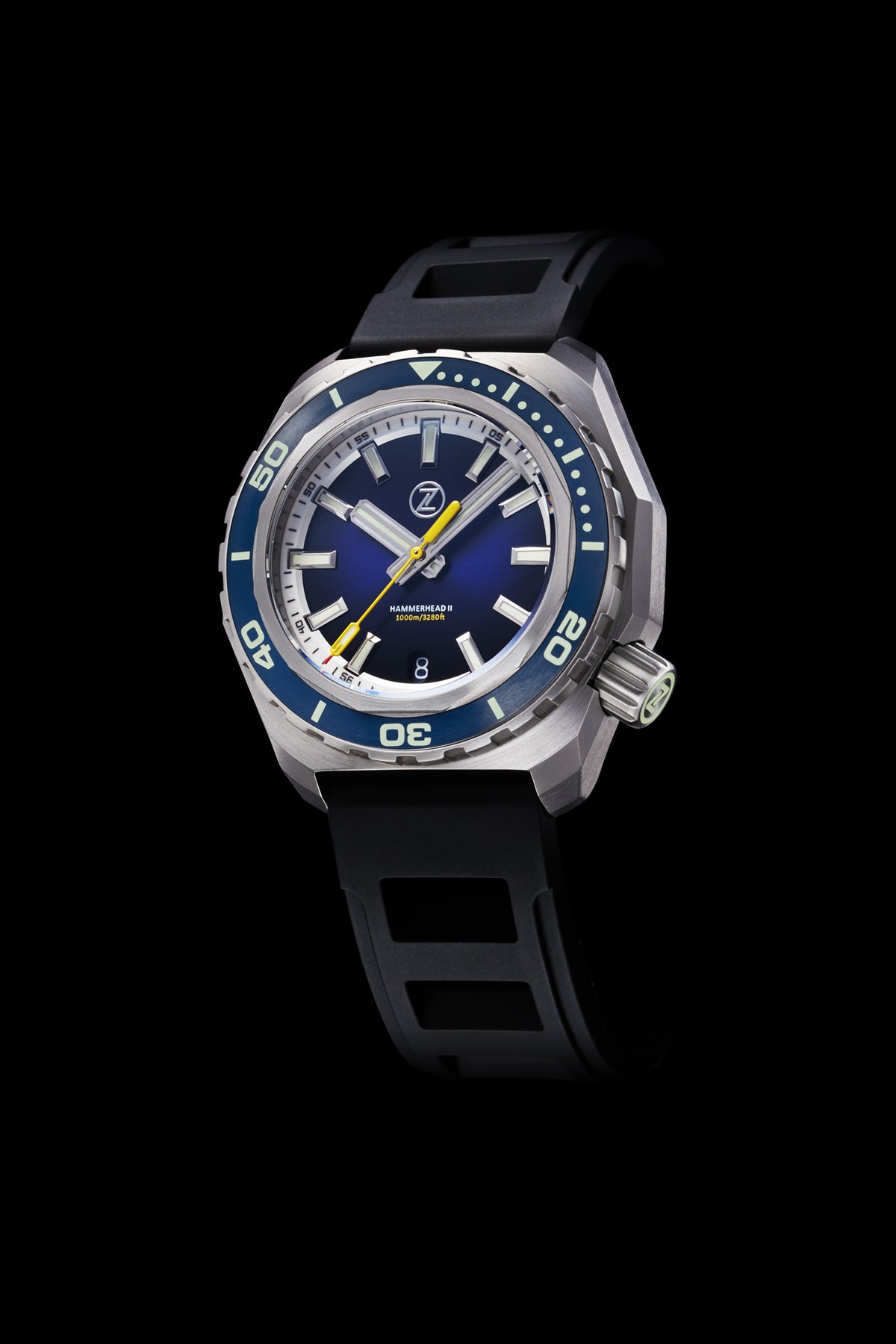 Zelos Hammerhead 2 1000 m Steel Rubber, Midnight Blue Dial
